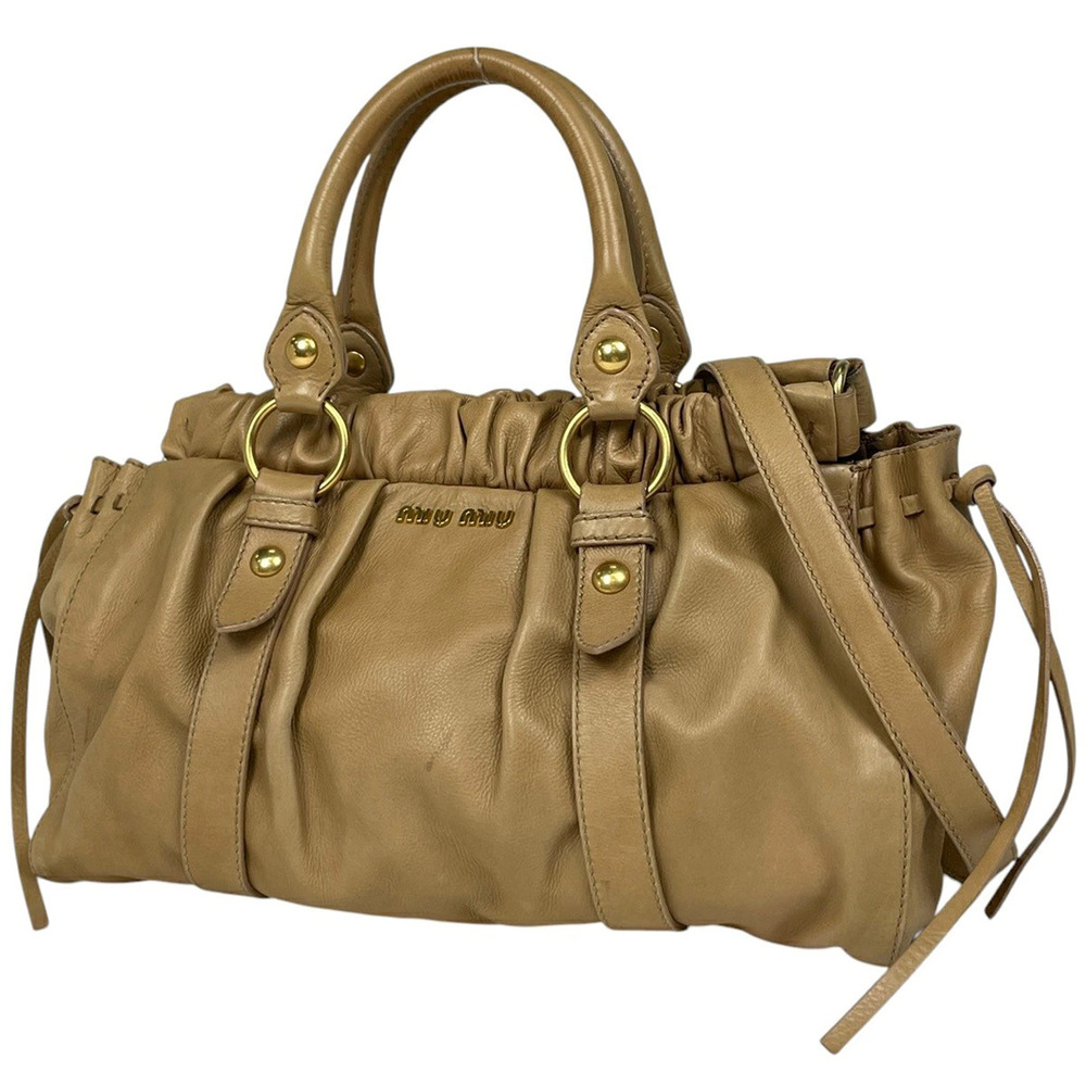 Miu Miu 2way Shoulder Bag Leather Gold